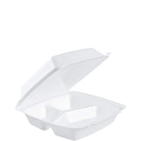 85HT3R Med Perforated 3 Comp Foam Hinged Container by DART – 8.50 Inch, 2.0 liters, Foam, White, Pack of 200