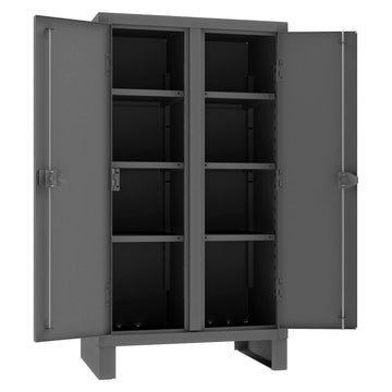 Extra Heavy Duty Welded 12 Gauge Steel Lockable Double Shift Storage Cabinet by Durham – 24" x 36" x 66", Alloy Steel, Grey, Model HDDS243666-6S95