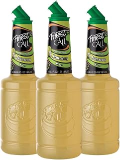 Finest Call Premium Juice Lime Sour Drink Mix, 1 Liter Bottle, 3 Pack | Lemon, Lime Blend With Cane Sugar & Agave Nectar | Cocktails & Mocktails, Premium Ingredients, Consistent Quality, Easy Pour