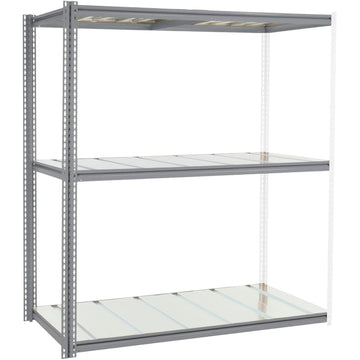 High Cap. Add-On Rack 72Wx48Dx60H 3 Levels Steel Deck 1000lb Per Level Gry by Global Industrial – Alloy Steel, Grey, Model 581054GY
