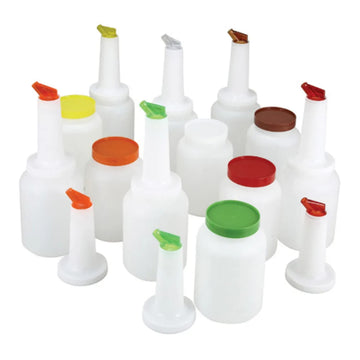 1 Qt Multi-Pour w/Red Tip & Lid by Winco – Plastic, Red, Model PPB-1R