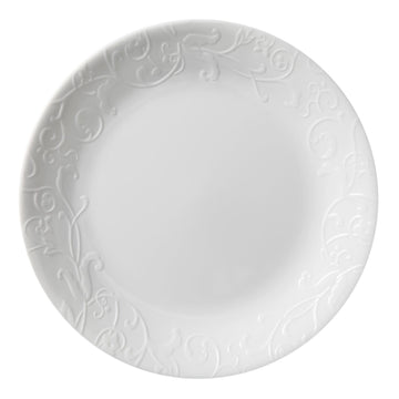 Embossed Bella Faenza 8.5" Lunch Plate (Set of 4) by Corelle – Large, Glass, White, Model 1113888