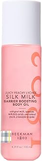Beekman 1802 Silk Milk Body Oil, Juicy Peachy Lychee, 4.39 fl oz | Hydrating Body Oil for Dry Skin with Goat Milk, Squalane & Omega Fatty Acids, Non Greasy Glow Body Oil