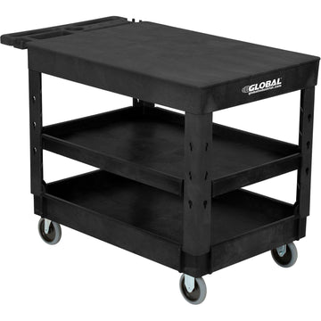 Flat Top Plastic Utility Cart by Global Industrial – Plastic, Black, Model 800349