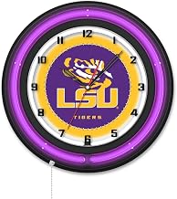 Holland Bar Stool Clk19BKLaStUn NCAA 19 in. Dia. Louisiana State University Double Neon Wall Clock Black
