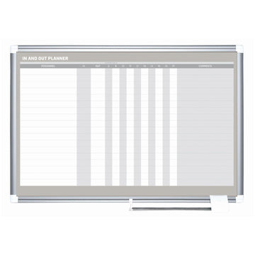 in-Out Magnetic Dry Erase Board by MasterVision – 36"W x 24"H, Aluminum, Silver, White, Model GA01110830