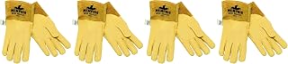 MCR Safety 4984L Big Buck Premium Grain Deerskin MIG/TIG Welder Gloves, Gunn Pattern, Split Cow Leather Cuff, Yellow, L