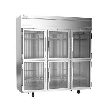 Elite VERSA-3D-HG-HC Three Section Refrigerator with Glass Half Doors by VICTORY – Commercial Grade