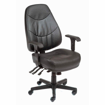 Executive Leather Chair with Multifunctional Adjustments by Global Industrial – Leather, Black, Model 506573