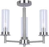 Canarm Ltd. Maverick 3-Light Semi-Flush Mount Ceiling Light, 16-Inch Silver Finish with Clear Glass Shades, Transitional Lighting for Kitchen, Dining Room or Entryway