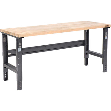 Adjustable Height Workbench C-Channel Leg by Global Industrial – 30"L x 72"W x 3"H, Steel, Black/Maple, Model 183168BK