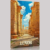 Aluminum Metal Sign 8X12in Luxor Egypt Ancient Temple Hieroglyphic Columns Wall Art Decor for Home Living Room Historical Space Decor