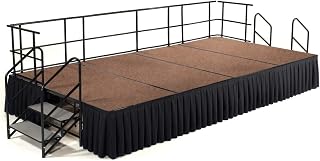 National Public Seating SG362404HB-SB10 Stage Package with Medium Hardboard Floor44; Box Pleat Black Skirting - 24 x 96 x 144 in.