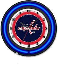 Holland Bar Stool Clk19BKWshCap NHL 19 in. Dia. Washington Capitals Double Neon Wall Clock Black