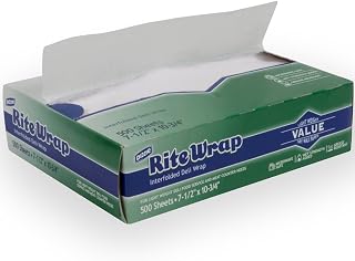 Dixie Rite-Wrap Light-Weight Interfolded Dry Wax Deli Paper by GP PRO (Georgia-Pacific), RW86W, White, 10.75" W x 7.5" L, 6,000 Count (Case of 12 Boxes, 500 Sheets Per Box)