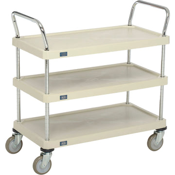 Plastic Utility Cart w/3 Shelves & Poly Casters by Nexel – Plastic, Tan, Model 1836P3SP