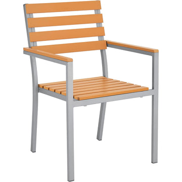 Stackable Outdoor Dining Arm Chair by Global Industrial – Alloy Steel, Tan, Model 436985TN