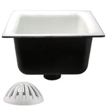 Floor Sink with Dome Strainer by GSW – 8.75"W x 8.75"L x 6"H, Cast Iron, Black, Model FS-1262