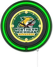 Holland Bar Stool Clk15BKNorMic NCAA 15 in. Dia. Northern Michigan University Double Neon Wall Clock Black