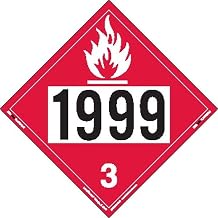 Labelmaster ZEZ21999 UN 1999 Flammable Liquid Hazmat Placard, E-Z Removable Vinyl (Pack of 25)