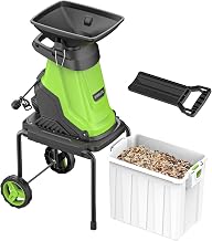 Steelite 1.8" 15 Amp Electric Wood Chipper, 55L Collection Bin Electric Mulcher Chipper Shredder, Wood Chipper with Max 4000RPM Motor Speed, Easy-Cleanup Dual Steel Blades for Twigs and Branches
