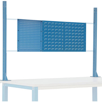 Risers with Louver/Pegboard Panel for 72" Workbench by Global Industrial – 52"L x 54"W x 19"H, Steel, Blue Powder Coat, Model 249718BL