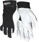 MCR Safety 127-906DPL Mechanics Work Gloves with Grain Goatskin Cowhide Double Palm, Black - Large