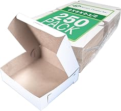 SOUTHERN CHAMPION TRAY 0933 Premium Clay Coated Kraft Paperboard White Non-Window Lock Corner Bakery Box, 8" Length x 8" Width x 2-1/2" Height (Case of 250)