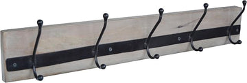 MWICH28: 28" Mango Wood Coat Hanger with Iron Hooks