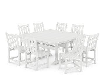 Traditional Garden 9-Piece Farmhouse Dining Set (White) by Polywood – Onesize, Plastic, White, Pack of 9