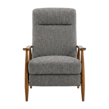Performance Fabric Recliner with Wood Arms by Furnifact – Performance Fabric, Hardwood and plywood frame construction, Grey