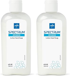 Medline Spectrum Advanced Lotion Hand Soap, 4 oz, Moisturizing Liquid Soap, Hypoallergenic, pH-Balanced, Flip-Top Bottle, Personal Carry, 1 Each (Pack of 2)