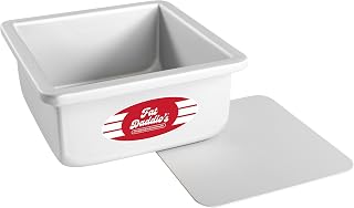 Fat Daddio's PSQCC-663 Removable Bottom Square Cake Pan, 6 x 6 x 3 Inch, Silver