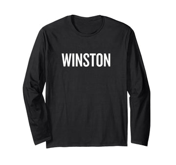 Winston Long Sleeve T-Shirt by WINSTON Name Text Desings – Black, Model 4VHDBDCJ5JE