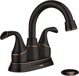 Moen Idora Mediterranean Bronze Two-Handle Centerset Bathroom Sink Faucet with Drain Assembly, 84115BRB
