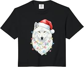 White Wolf Christmas Lights Festive Xmas Arctic Animal Comfort Colors Crop Top