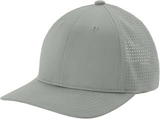 SPORT-TEK Unisex Pro-Cut Adjustable Cap | Breathable Snapback Hat for Men & Women with Moisture Wicking Sweatband Silver
