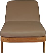 Eclipse Outdoor Solid Teak Wood Sun Lounger - Light Brown Fabric