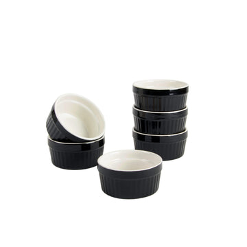 Roma 4oz Ramekin Set of by 10 Strawberry Street – 4 oz, 4.0 fluid_ounces, Stoneware, Black, Pack of 6