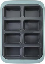Chicago Metallic Silicone Mini Loaf Pan - 15 Inch | 8 Cup Bread Pan for Baking, Flexible Nonstick Loaf Pans, Wire-Reinforced Rim, Oven Safe to 428F, 10x15 Inches, Blue
