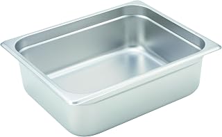 Winco 9.2 qt Half Size Silver Stainless Steel Steam Pan (Set of 24) | Dishwasher safe, Anti-jam design prevents sticking, Foodservice, Great for Steam Tables, Buffets and Food Preparation