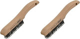 Forney 70505 Wire Scratch Brush, Carbon Steel with Wood Shoe Handle, 10-1/4-Inch-by-.014-Inch (Pack of 2)
