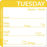 Tuesday Labels Yellow Flex-Temp Repositional Day of The Week Labels Tuesday - 2" Square by HUBERT – 2 inch, Paper, Yellow, Pack of 500, Model 53835