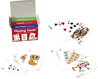 Junior Learning Math Card Games for Kids - 3-Deck Educational Playing Cards with Animal, Ten Frame and Original Cards, Ages 4+