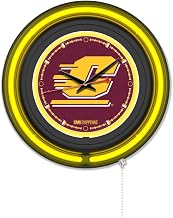 Holland Bar Stool Clk15BKCenMic NCAA 15 in. Dia. Central Michigan University Double Neon Wall Clock Black