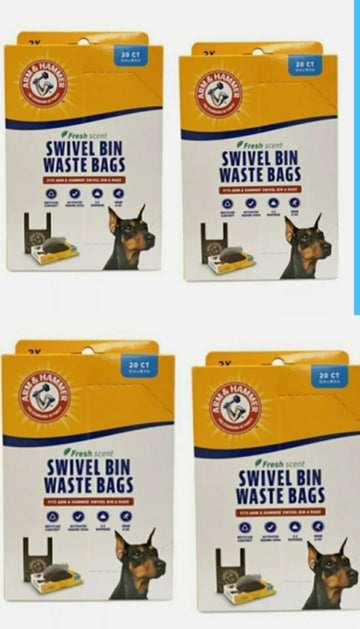 Swivel Bin Waste Bags 80ct (4 x 20ct) by ARM & HAMMER – 1 Count (Pack of 80), Plastic, White, Pack of 80, Model 4334810436