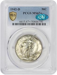 1942 D American Silver Walking Liberty MS-67+ $0.50 PCGS/CAC MS67+