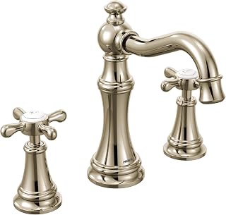 Moen Weymouth Polished Nickel Two-Handle Widespread Cross Handle Bathroom Faucet Trim Kit, Valve Included, TVS42114NL
