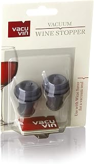Vacu Vin Wine Saver Vacuum Stoppers, Set of 2 Grey, New,