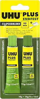 UHU 3-38751 Plus Endfest 300, Crystal Clear and Highly Resilient 2-Component Adhesive, 2 x 15 ml, epoxy-Resin-Glue